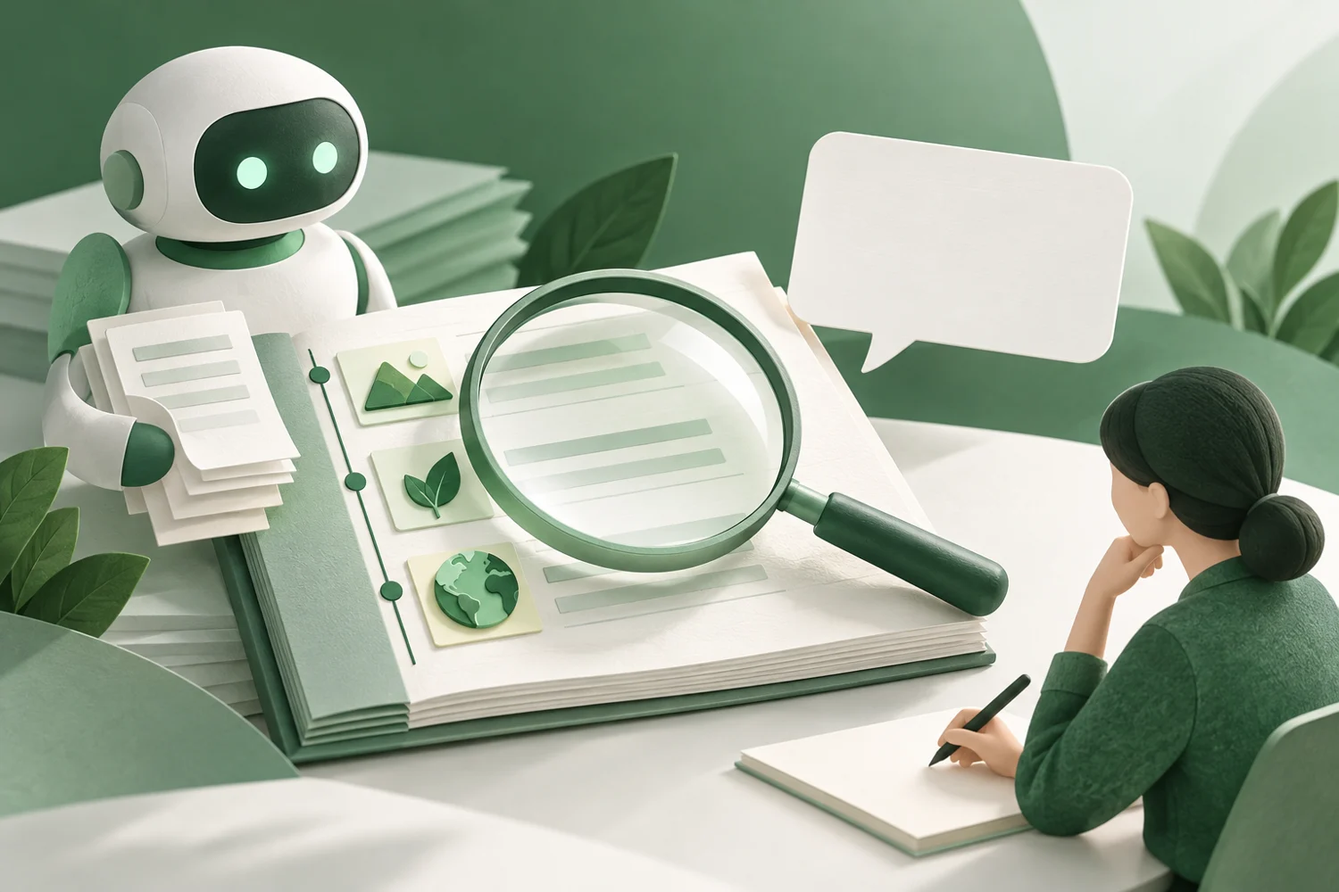 主題情境插畫:AI 草稿如何守住事實邊界?建立來源欄位、留白與人工核對步驟